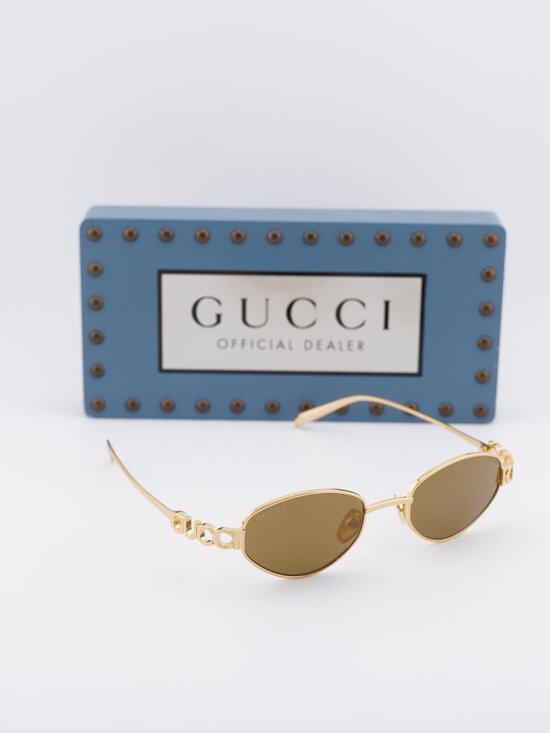 Gucci GG1935S 003 Cat Eye Sunglasses - Shiny Gold / Brown with Bronze Mirror main image 6
